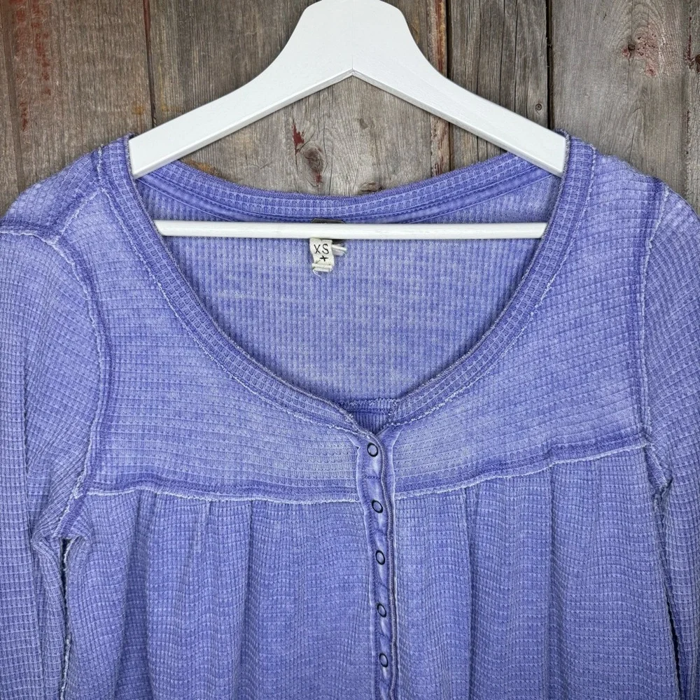 Free People Kai Henley Thermal Top in Purple XS